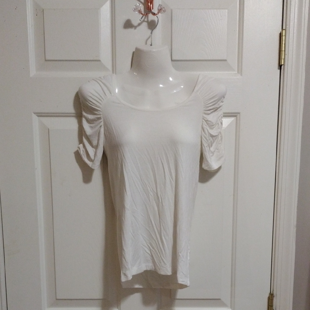 Forever 21 White Y2K Puff Sleeve Fitted Blouse Small
